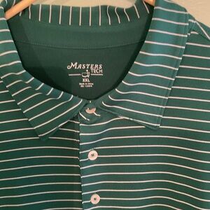 Masters Green Polo with White Stripes